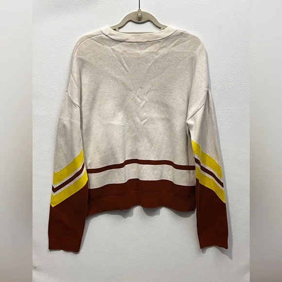 & Other Stories White Yellow Brown Varsity Knit Sweater Large - Picture 4 of 11